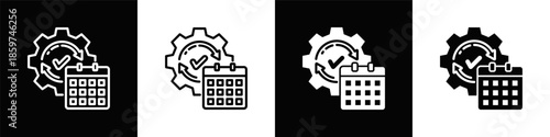 Habits Tracker Icon White And Black Background Style