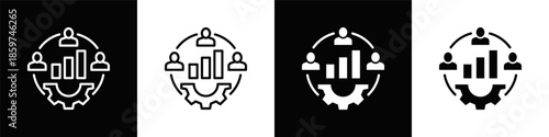 Skill Improvement Icon White And Black Background Style