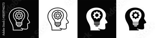 Mindset Shift Icon White And Black Background Style