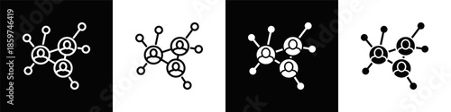 Networking Icon White And Black Background Style