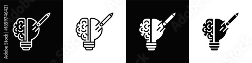 Creativity Boost Icon White And Black Background Style