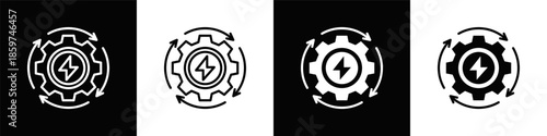 Energy Management Icon White And Black Background Style