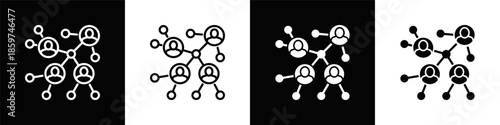 Networking Icon White And Black Background Style