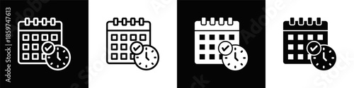 Scheduling Icon Set White Black Background Style