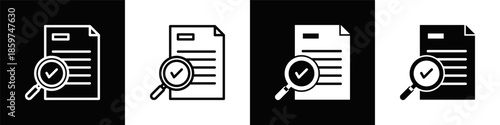 Auditing Icon Set White Black Background Style