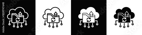 Backup Icon Set White Black Background Style