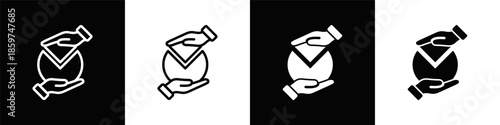Collaboration Icon Set White Black Background Style