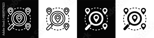 Tracking Icon Set White Black Background Style