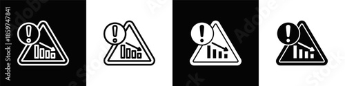 Risk Icon Set White Black Background Style