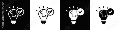 Solutions Icon Set White Black Background Style