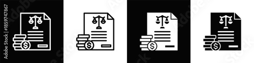 Taxation Icon Set White Black Background Style