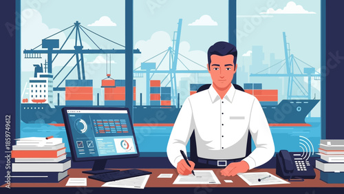 Dedicated professional overseeing international cargo operations and global trade documentation