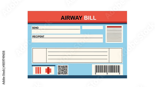 Essential airway bill vector illustration for air freight and parcel delivery documentation