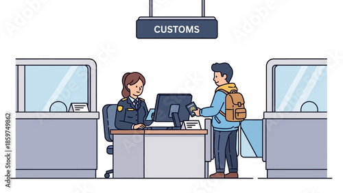 Seamless international travel entry: passport verification by customs officer at the border