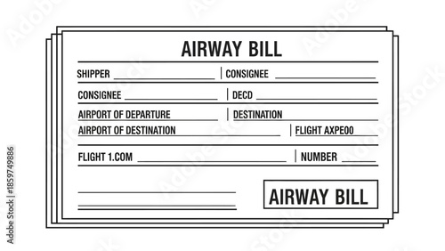 Detailed monochrome graphic of an air consignment note outlining crucial shipment data for