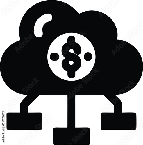 cloud cost monitor silhouette vector illustration on transparent background