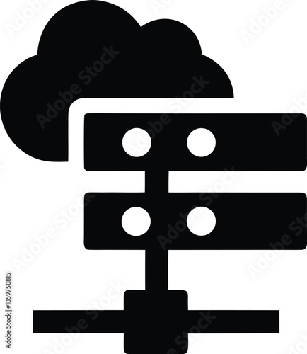 cloud server silhouette vector illustration on transparent background