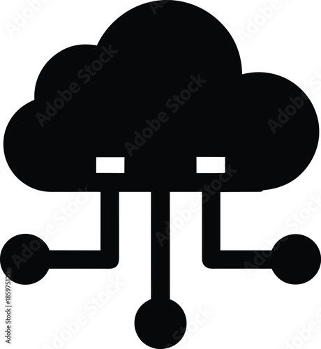 hybrid cloud silhouette vector illustration on transparent background