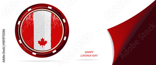 Happy Canada day background with watercolor brushed lines. Grunge canadian flag. Template for invitation, poster, flyer, banner, etc.