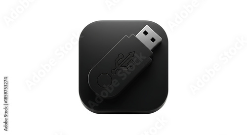3D Stylized Flash Drive Storage Icon, Transparent Background