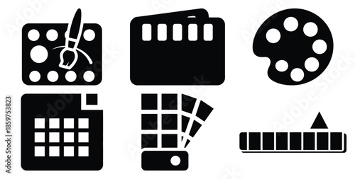 A black silhouette of a  color system palette icon set. Simple graphic element.