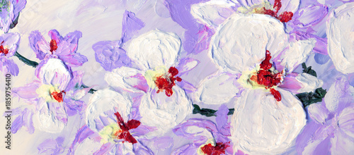 Orchid flowers. Oil painting picture