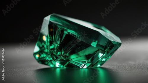 Asymmetrical Translucent Emerald Green Glowing Crystal Background Banner