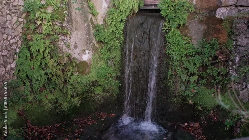 Hidden Amalfi waterfall detail along historic Via delle Cartiere