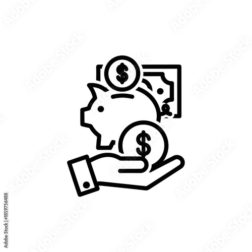 Financial Growth and Investment Concept with Piggy Bank and Money Symbols