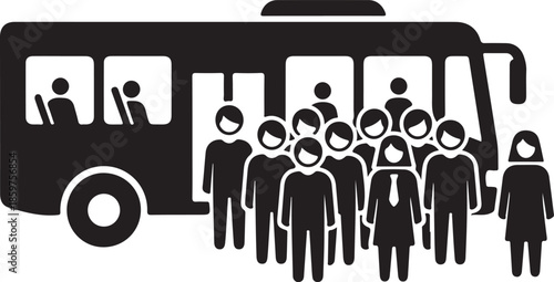 People waiting for a bus for transportation