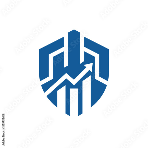 Corporate finance growth graph illustration shield logo vector graphic