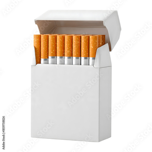 Open white generic cigarette pack box isolated on transparent background