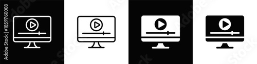 Online Video Icon With Black And White Background