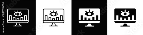 Analytics Icon With Black And White Background