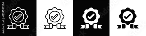 Quality Icon With Black And White Background