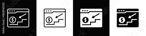 Income Down Icon With Black And White Background
