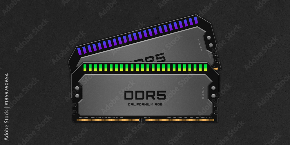 Fototapeta premium DDR5 RAM memory representing rising hardware prices by artificial intelligence