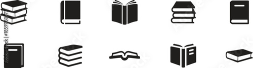 Collection of Book Icons Silhouette Illustration Vector Isolated on Transparent Background Ideal for Education Library and Literature Related Graphic Projects