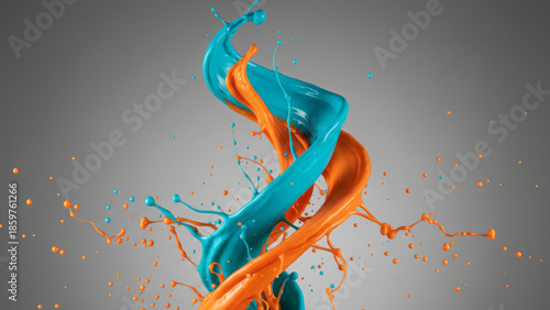 Dynamic Blue And Orange Paint Splash Swirl For Creative Abstract Art And Design