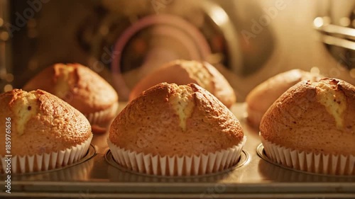 Close up of baked food inside an oven cooking and steaming with warm lighting copy space available