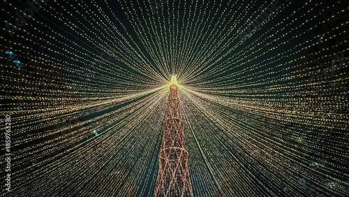 Beautiful Yerevan city at night in christmas days
