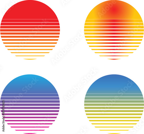 Abstract Circles with Gradient Stripes and Modern Minimalist Design