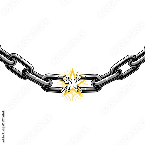 Broken Chain Symbolizing Freedom Failure or Weakness