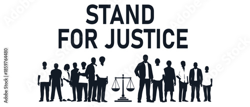 Stand For Justice Group Silhouette Equality Scales Vector