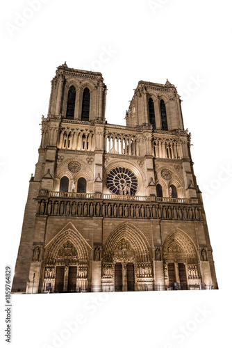 A west facade of the Notre-Dame-de-Paris Cathedral, isolated