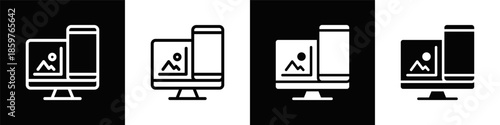 Responsive Icon With Black And White Background
