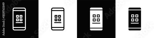 Mobile App Icon With Black And White Background