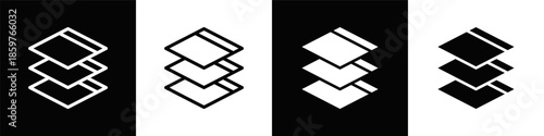 Layers Icon With Black And White Background
