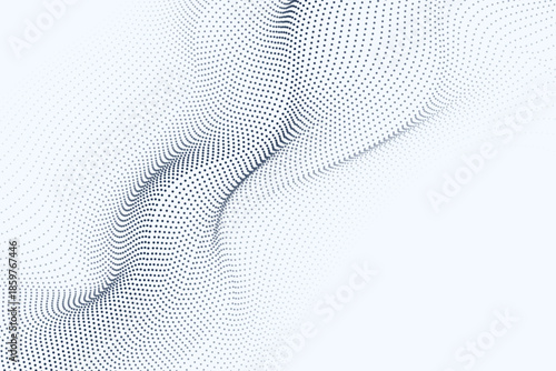 Abstract flowing blue particle wave background with clean white space ideal for modern digital technology presentations