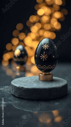 golden egg on black background